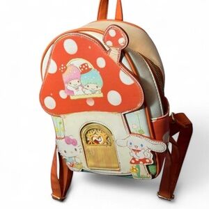 Mushroom House Sanrio Kids Backpack - Orange and White hello kitty